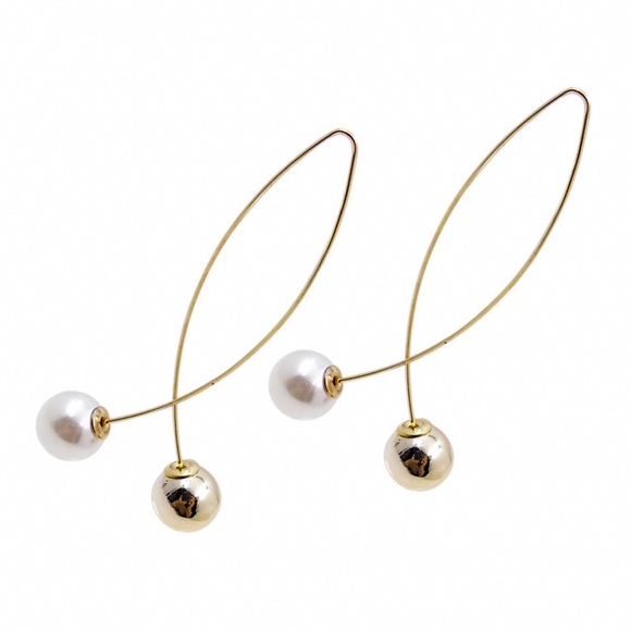 Gold Faux Pearl/Bead Ear Wires - Picture 7 of 8